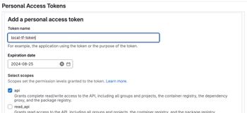 screenshot of token creation screen